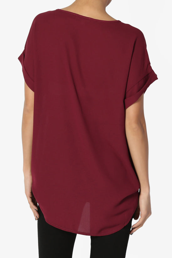 Juliette Boat Neck Chiffon Top BURGUNDY_2