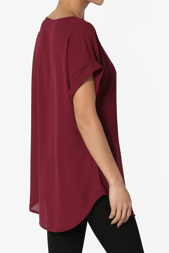 Juliette Boat Neck Chiffon Top BURGUNDY_4