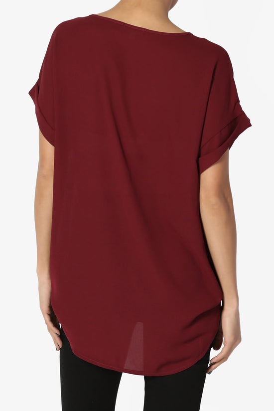 Juliette Boat Neck Chiffon Top DARK BURGUNDY_2
