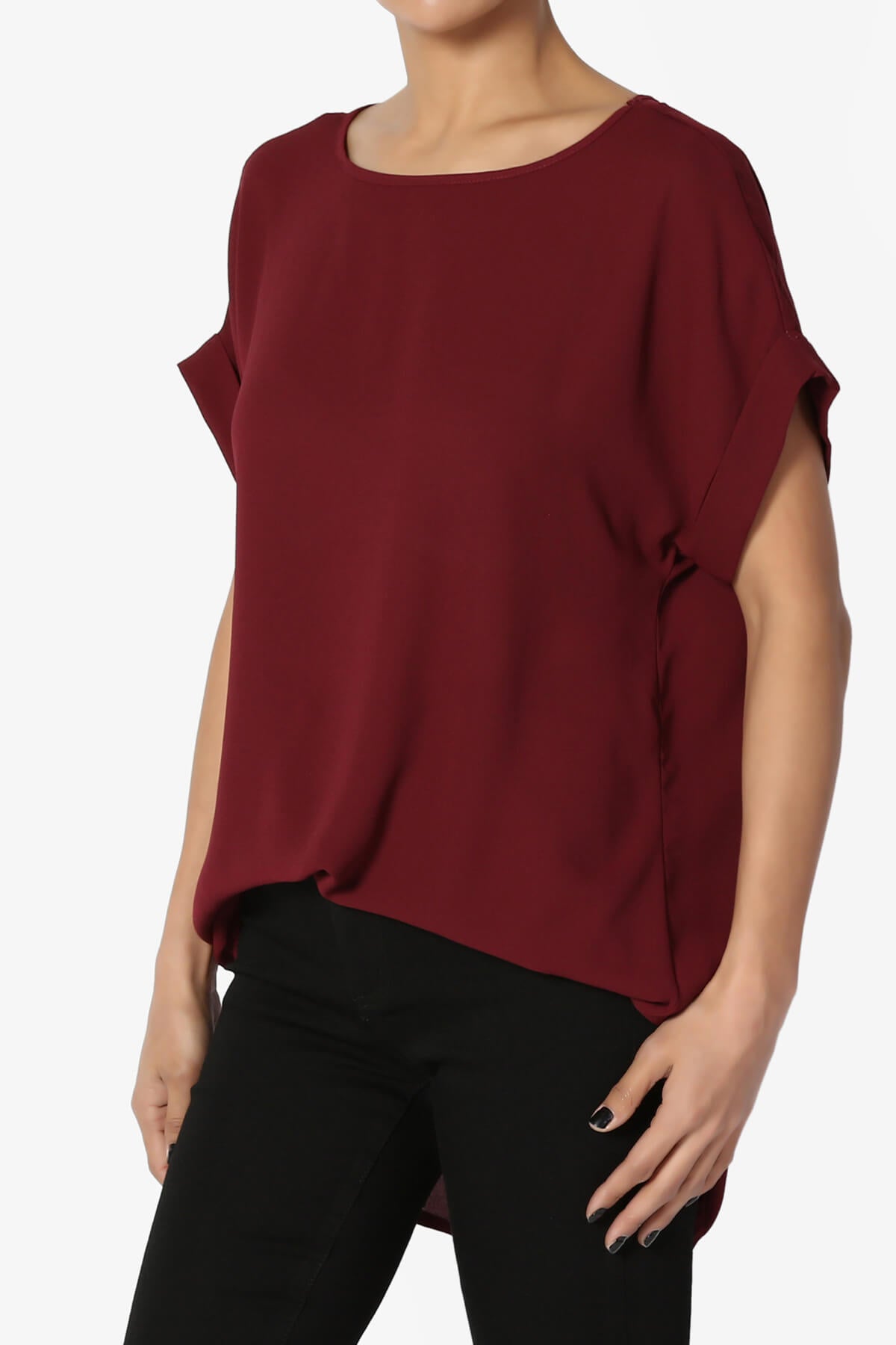 Juliette Boat Neck Chiffon Top DARK BURGUNDY_3