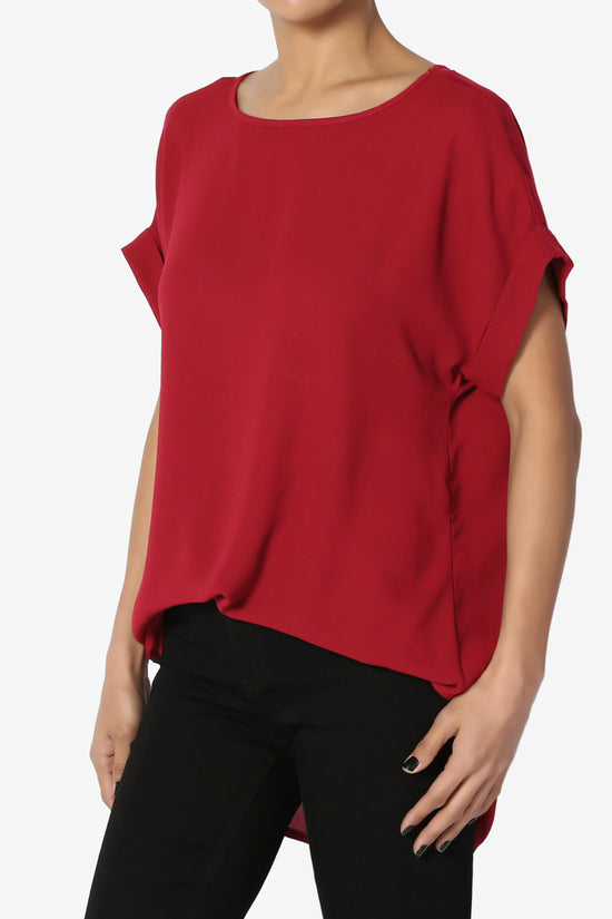 Juliette Boat Neck Chiffon Top DARK RED_3