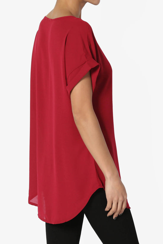 Juliette Boat Neck Chiffon Top DARK RED_4