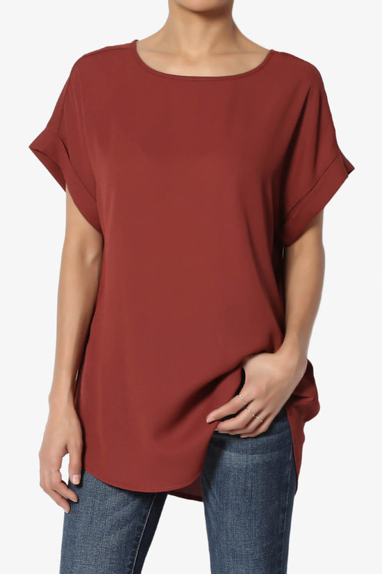 Juliette Boat Neck Chiffon Top DARK RUST_1