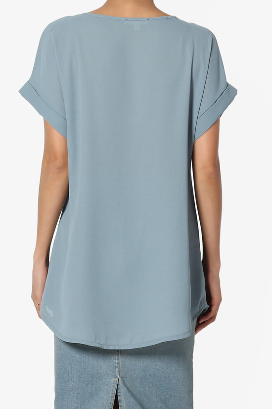 Juliette Boat Neck Chiffon Top DUSTY BLUE_2