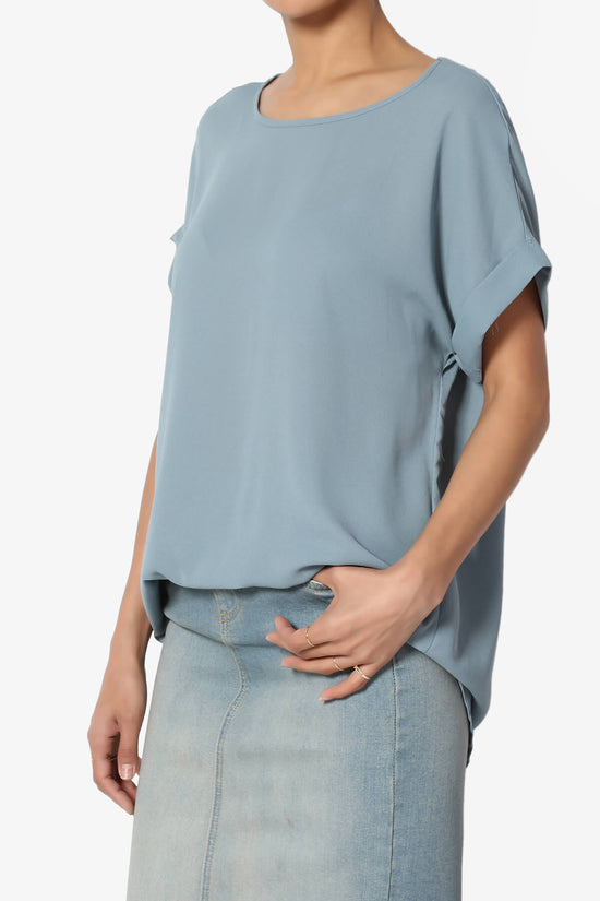 Juliette Boat Neck Chiffon Top DUSTY BLUE_3