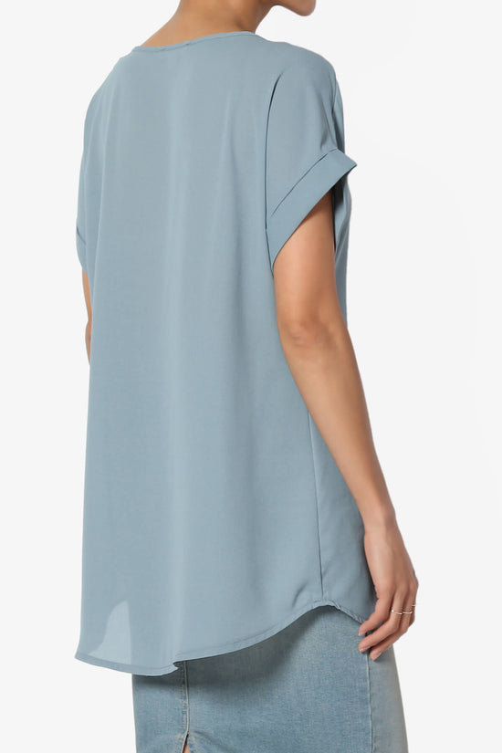 Juliette Boat Neck Chiffon Top DUSTY BLUE_4
