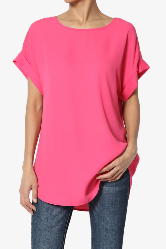 Juliette Boat Neck Chiffon Top FUCHSIA_1