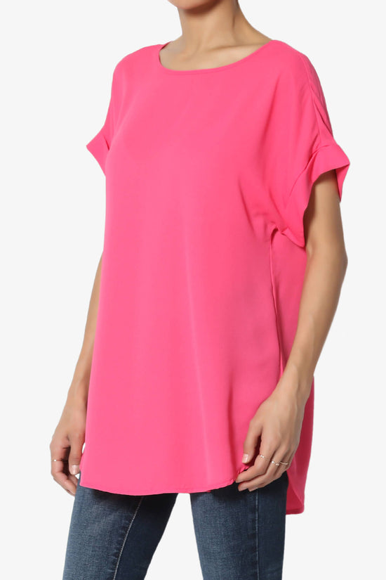 Juliette Boat Neck Chiffon Top FUCHSIA_3