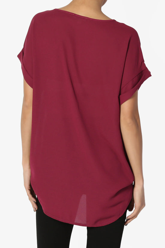 Juliette Boat Neck Chiffon Top WINE_2