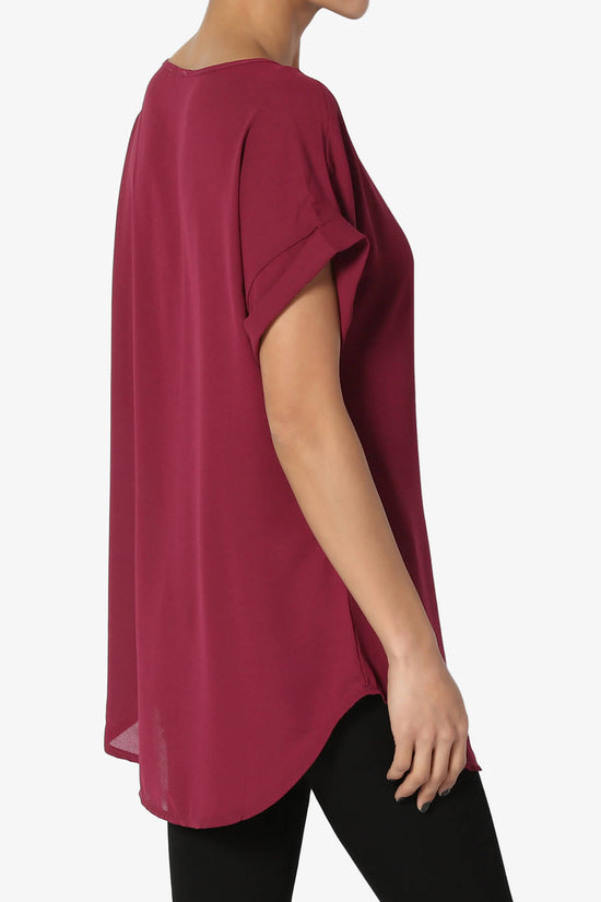 Juliette Boat Neck Chiffon Top WINE_4