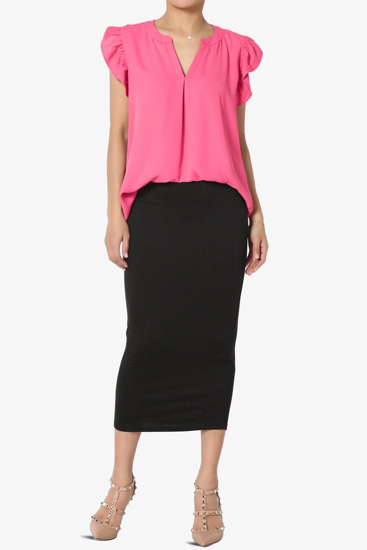 Flamin Ruffle Short Sleeve Blouse