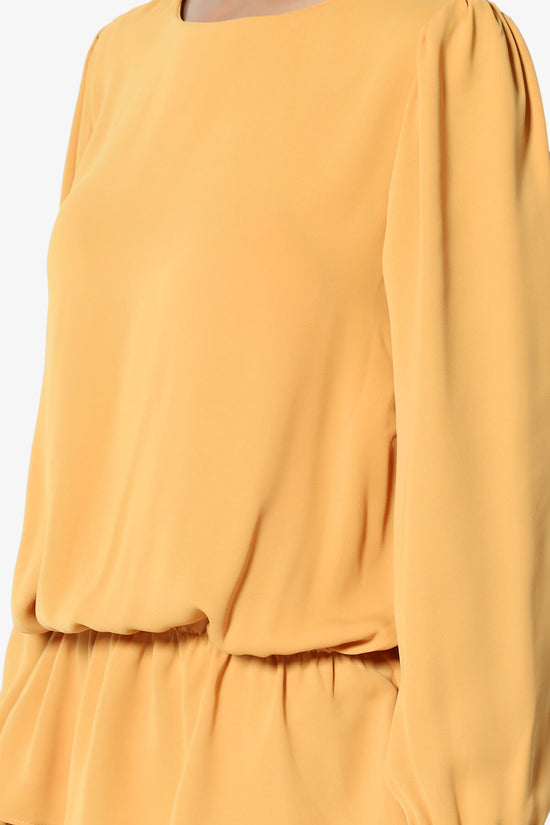 Adriel Puff Sleeve Ruffle Peplum Blouse MUSTARD_5
