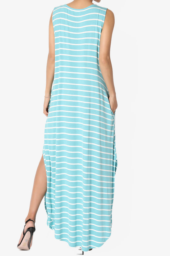 Lanie Striped Sleeveless Split Hem Maxi Dress PLUS