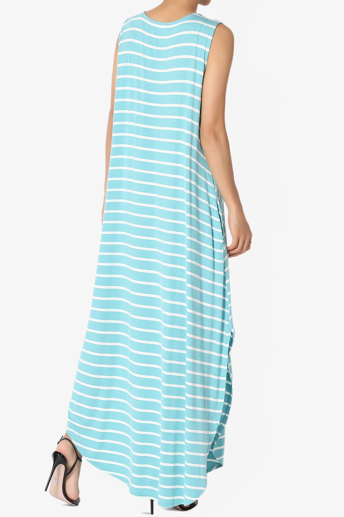 Lanie Striped Sleeveless Split Hem Maxi Dress PLUS
