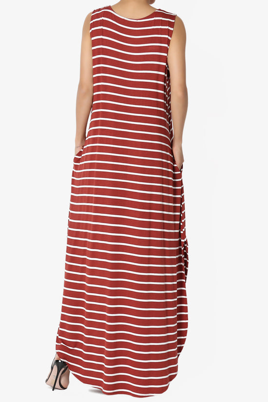 Lanie Striped Sleeveless Split Hem Maxi Dress PLUS