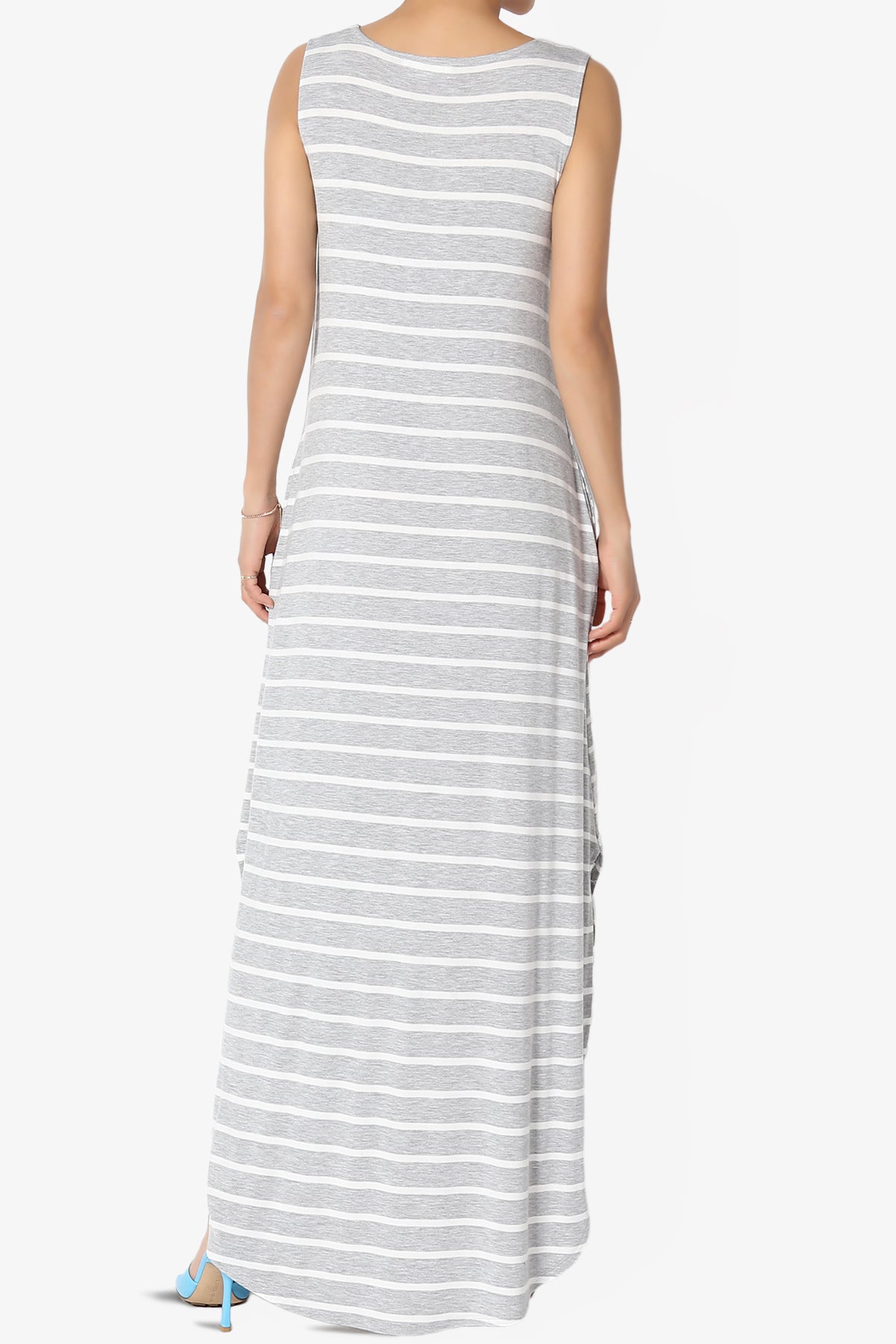 Lanie Striped Sleeveless Split Hem Maxi Dress