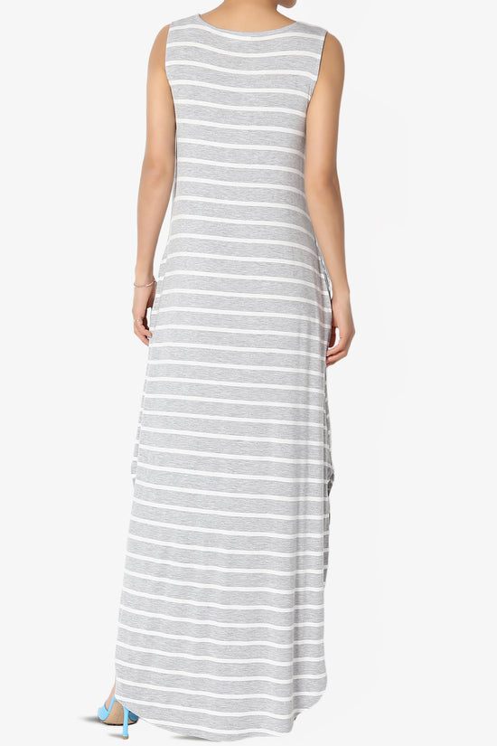 Lanie Striped Sleeveless Split Hem Maxi Dress
