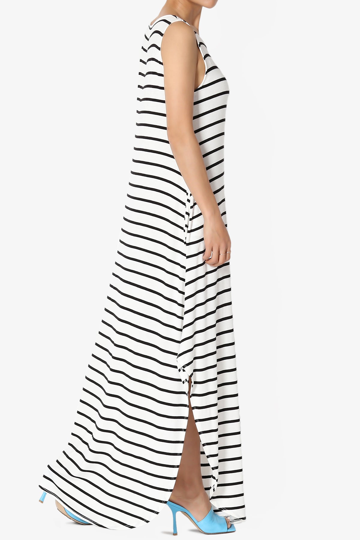 Lanie Striped Sleeveless Split Hem Maxi Dress