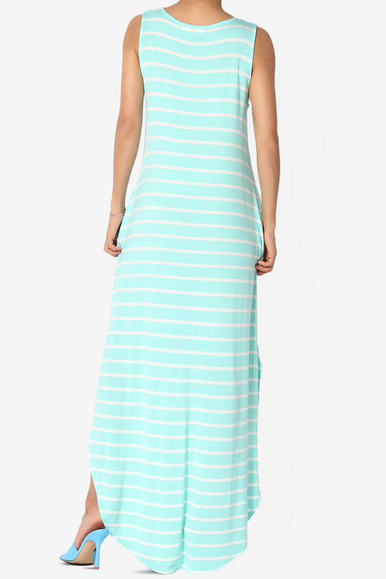 Lanie Striped Sleeveless Split Hem Maxi Dress