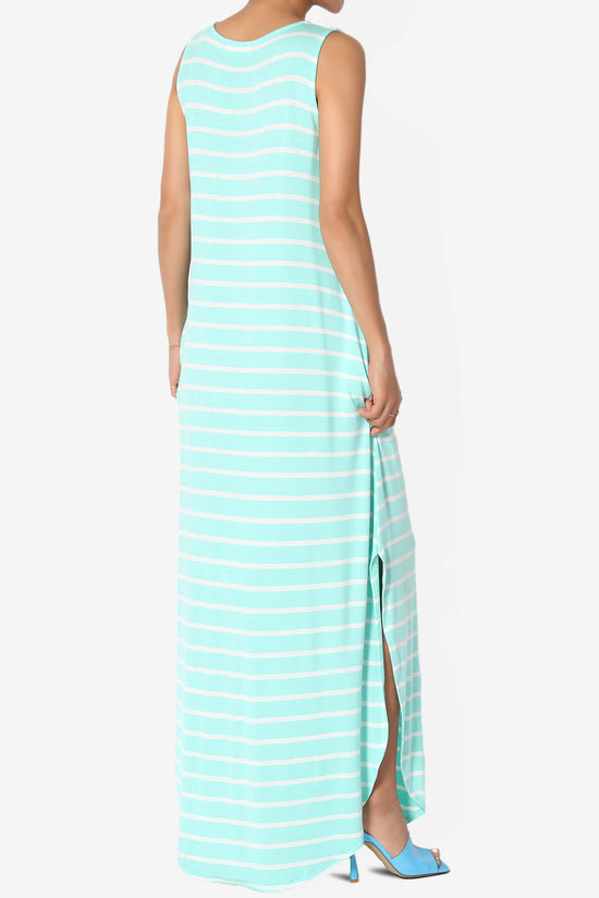Lanie Striped Sleeveless Split Hem Maxi Dress