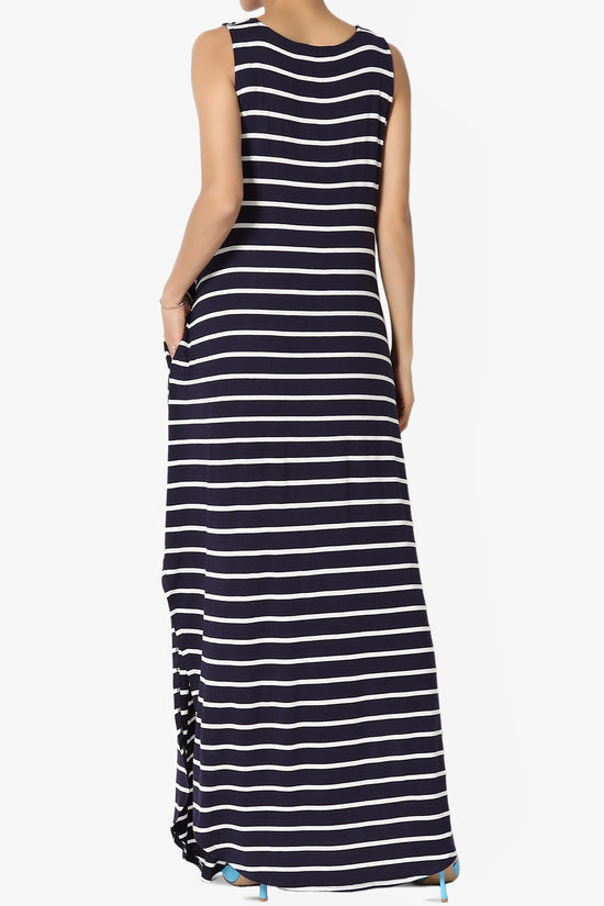 Lanie Striped Sleeveless Split Hem Maxi Dress