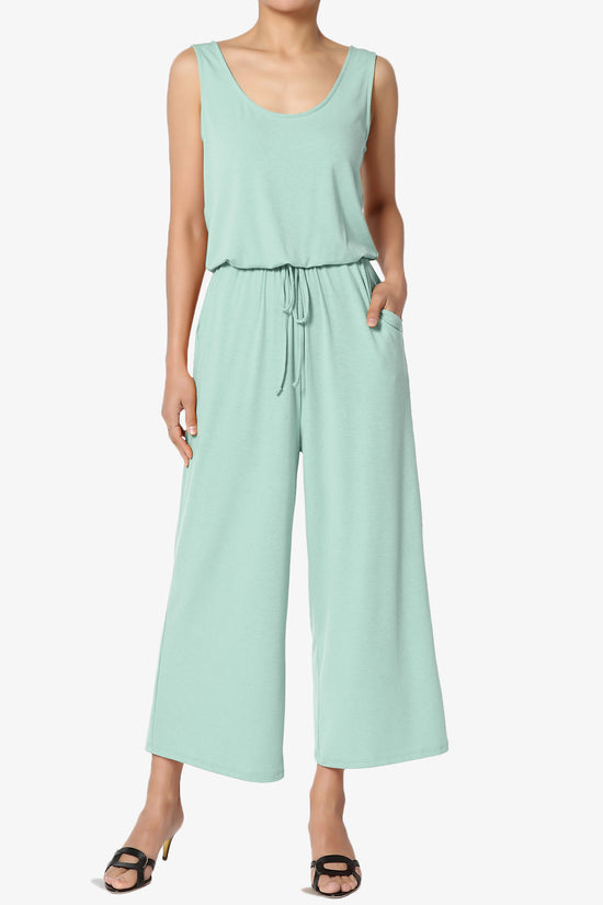 Xaren Sleeveless Blouson Culotte  Jumpsuit LIGHT GREEN_1