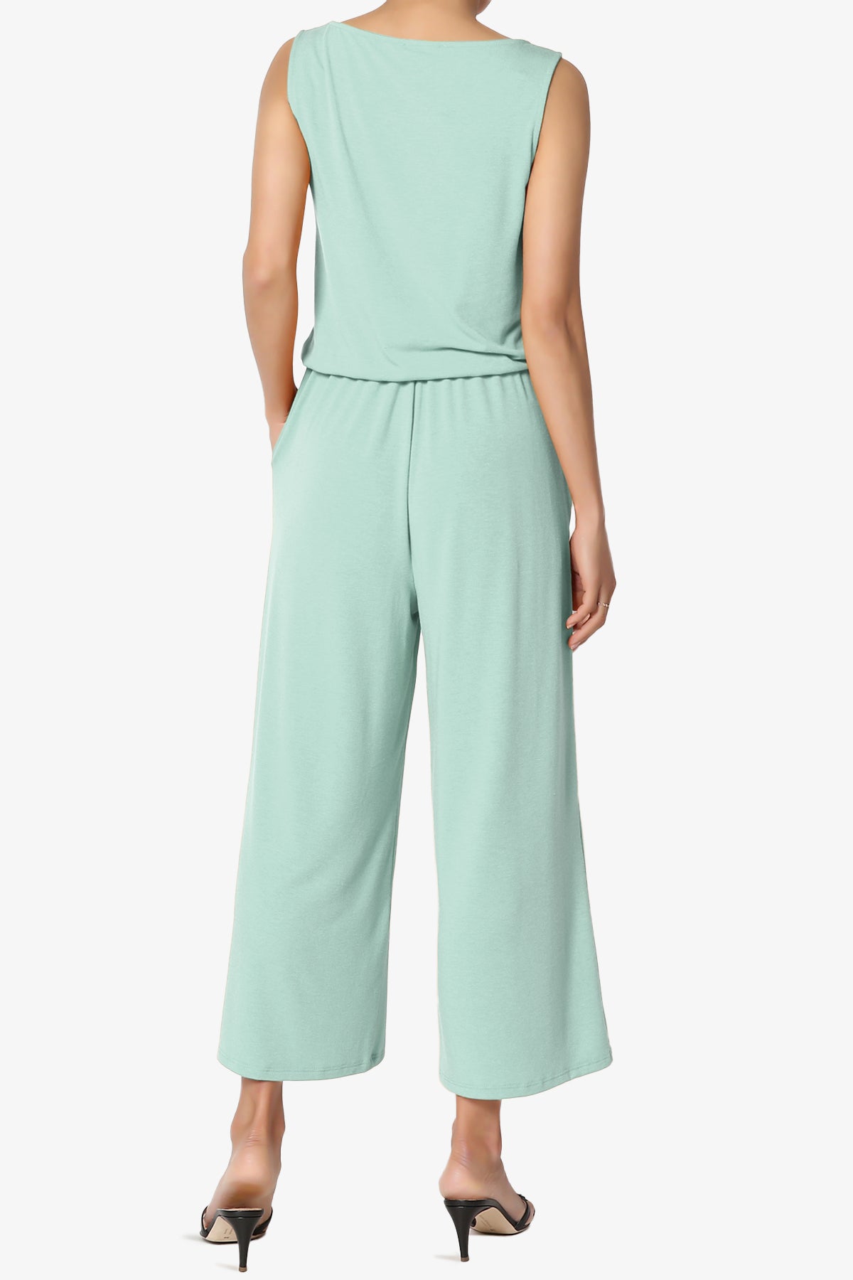 Xaren Sleeveless Blouson Culotte  Jumpsuit LIGHT GREEN_2