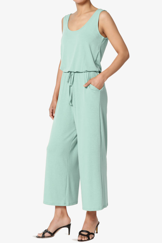 Xaren Sleeveless Blouson Culotte  Jumpsuit LIGHT GREEN_3
