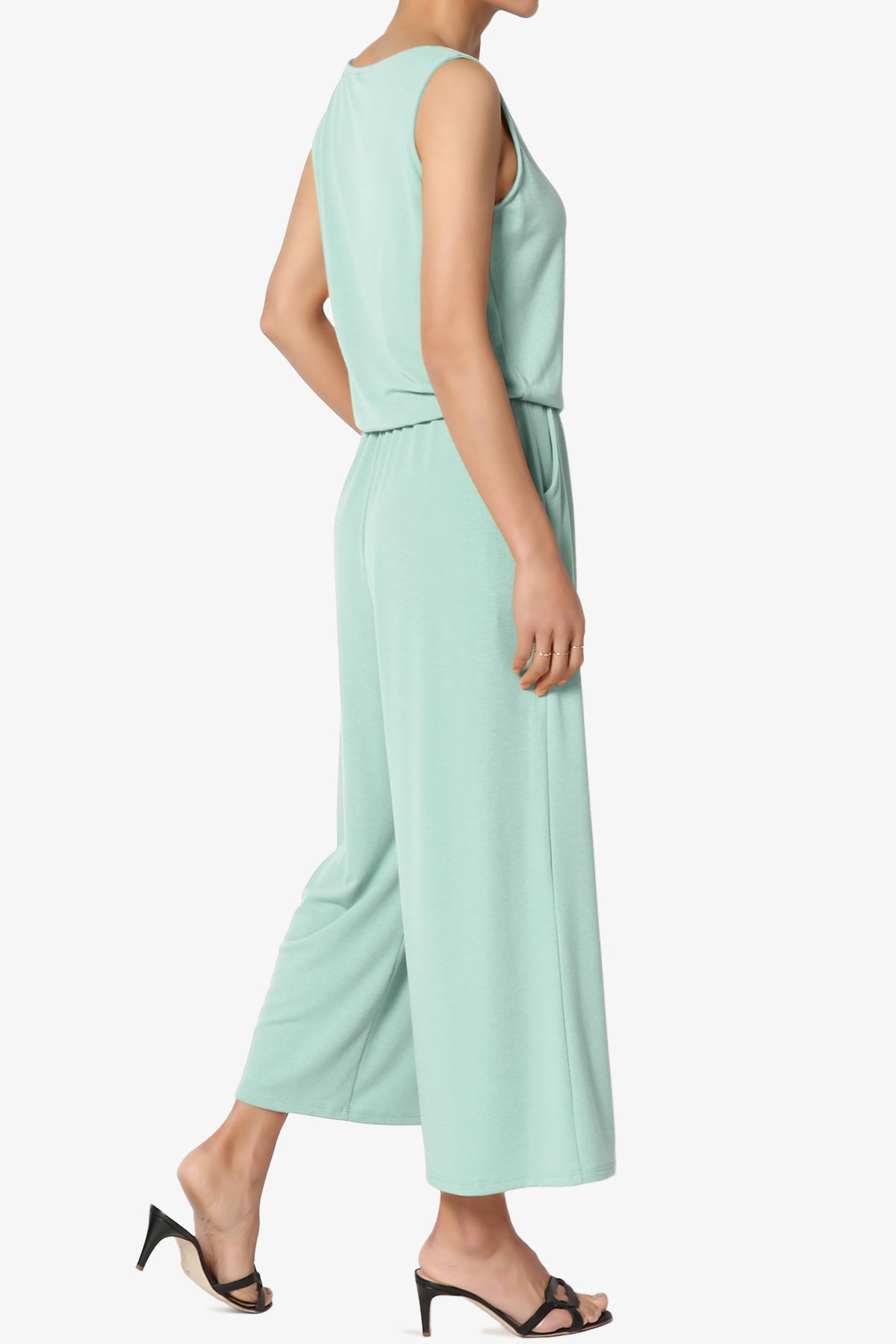 Xaren Sleeveless Blouson Culotte  Jumpsuit LIGHT GREEN_4
