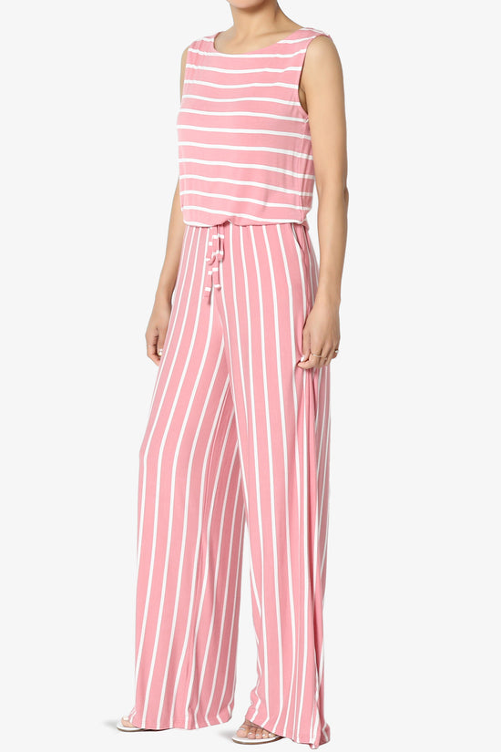 Petra Stripe Sleeveless Wide Leg Jumpsuit PLUS
