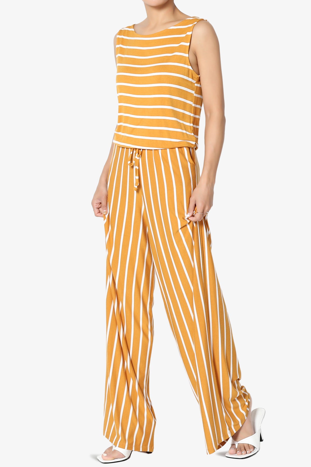 Petra Stripe Sleeveless Wide Leg Jumpsuit