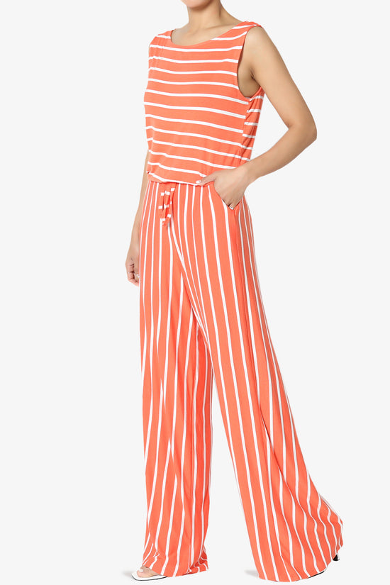 Petra Stripe Sleeveless Wide Leg Jumpsuit