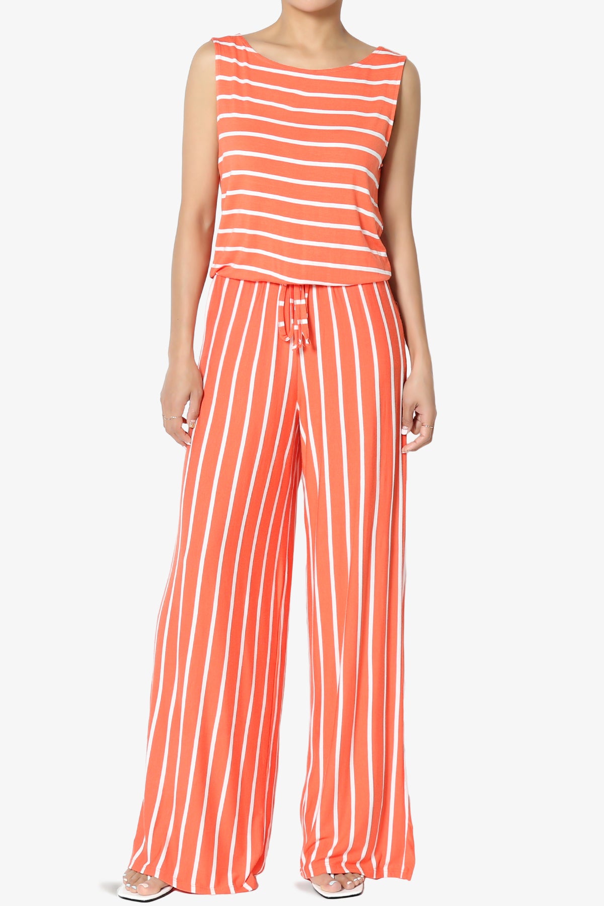 Petra Stripe Sleeveless Wide Leg Jumpsuit