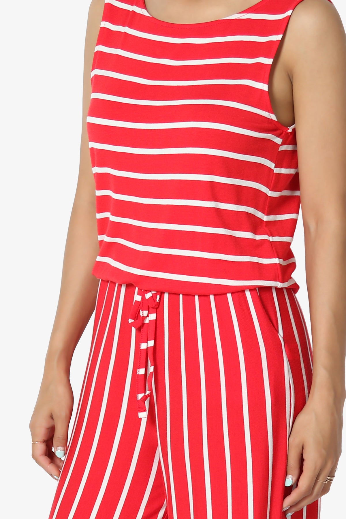 Petra Stripe Sleeveless Wide Leg Jumpsuit PLUS