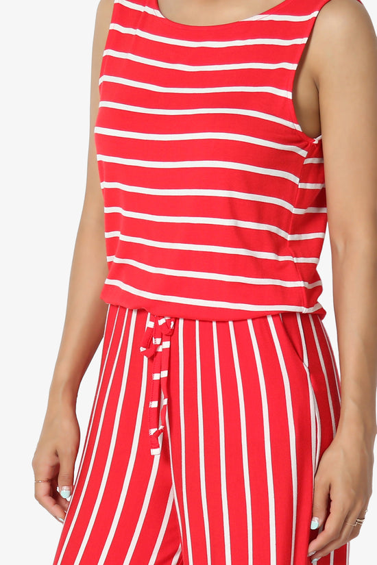 Petra Stripe Sleeveless Wide Leg Jumpsuit PLUS