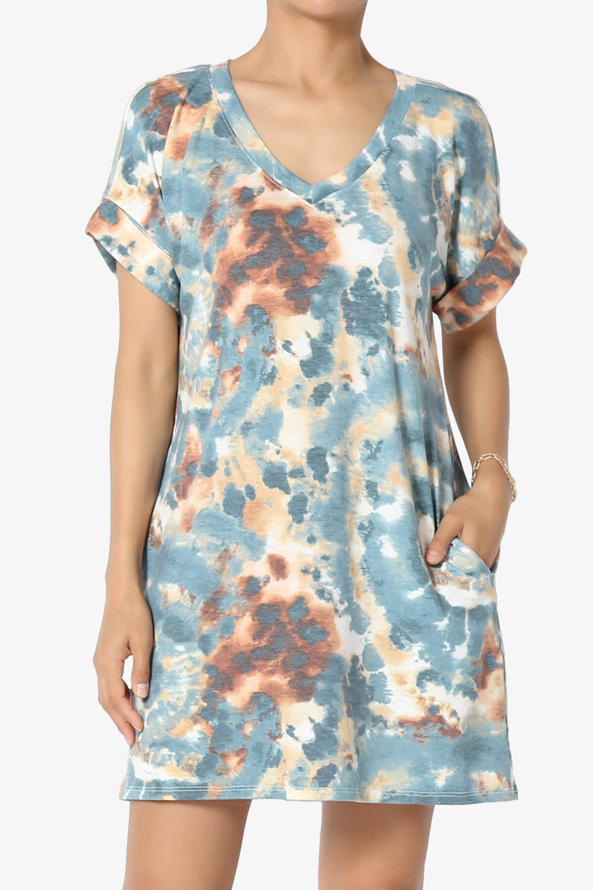 Lipa Tie Dye Jersey Pocket Tunic BLUE_1
