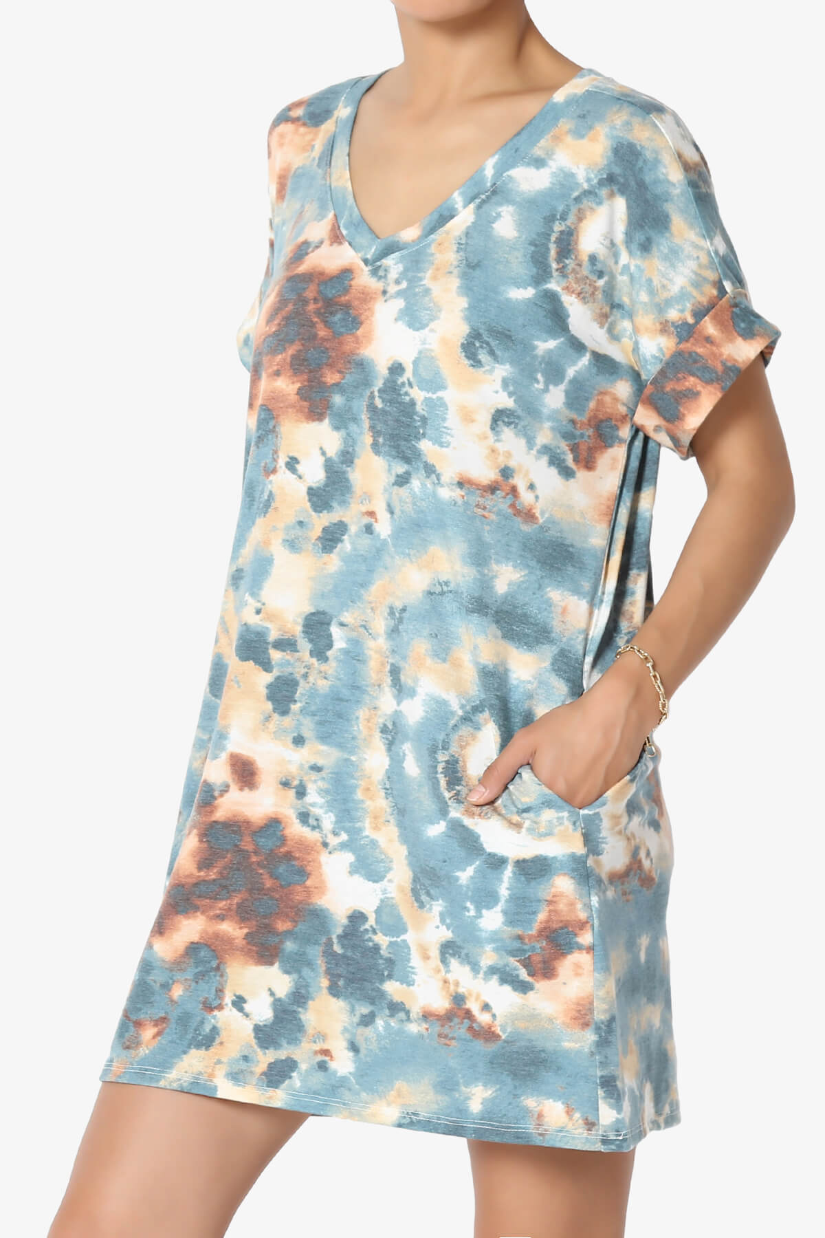 Lipa Tie Dye Jersey Pocket Tunic BLUE_3