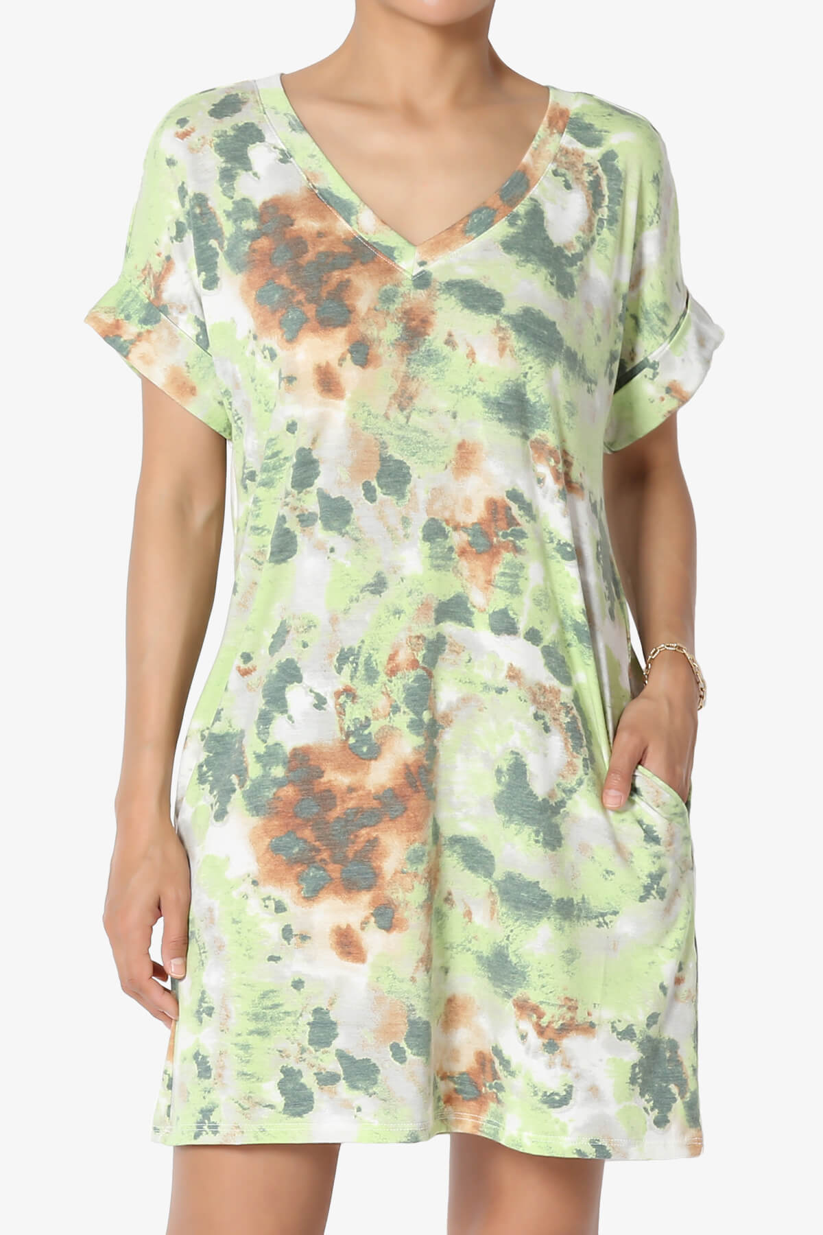 Lipa Tie Dye Jersey Pocket Tunic GREEN_1