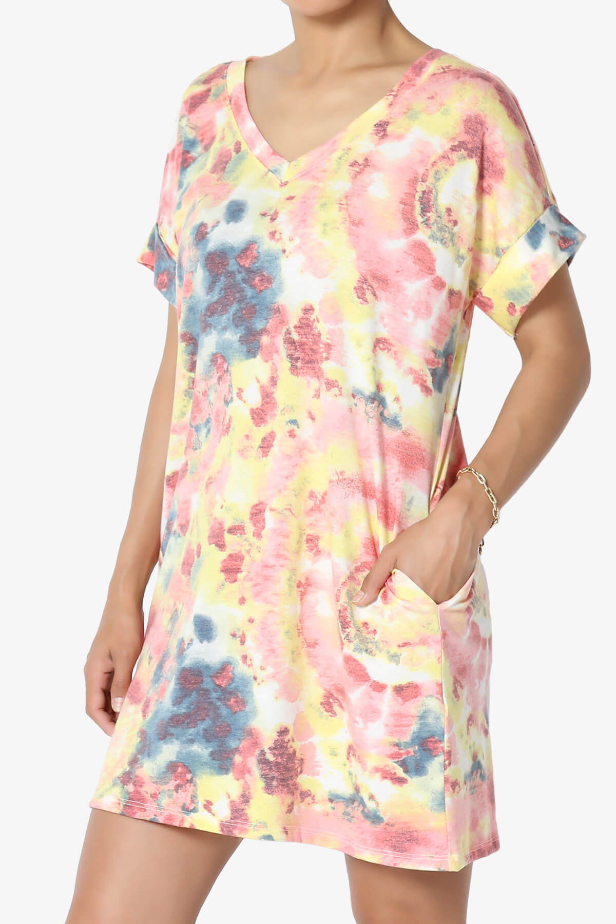 Lipa Tie Dye Jersey Pocket Tunic PINK_3