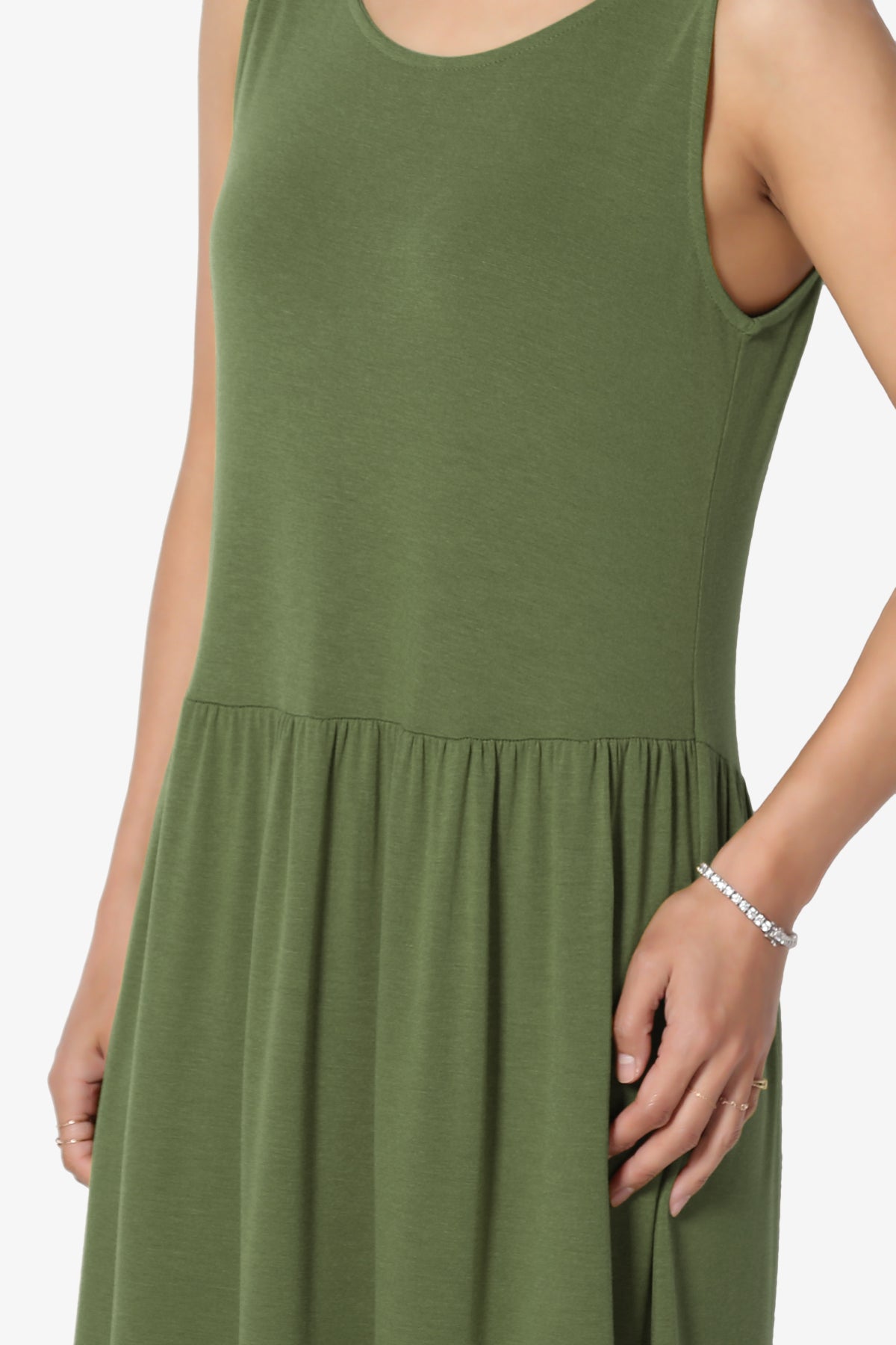 Macie Sleeveless Tiered Jersey Long Midi Dress ASH OLIVE_5