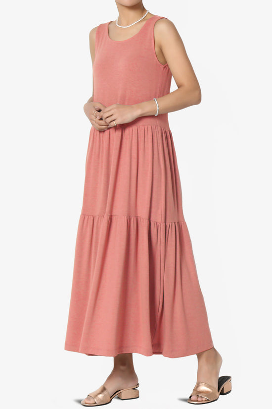 Macie Sleeveless Tiered Jersey Long Midi Dress ASH ROSE_3
