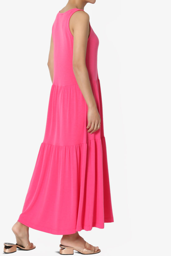 Macie Sleeveless Tiered Jersey Long Midi Dress FUCHSIA_4