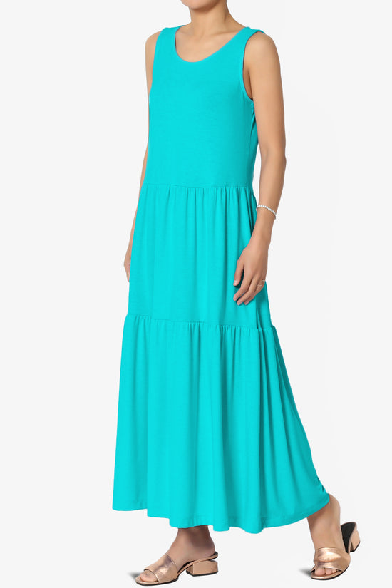 Macie Sleeveless Tiered Jersey Long Midi Dress ICE BLUE_3