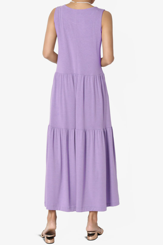 Macie Sleeveless Tiered Jersey Long Midi Dress LAVENDER_2