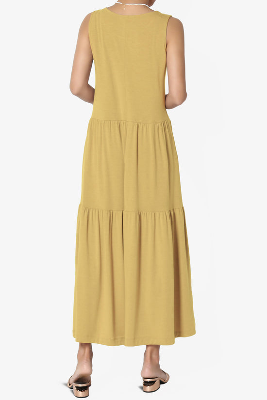 Macie Sleeveless Tiered Jersey Long Midi Dress LIGHT MUSTARD_2