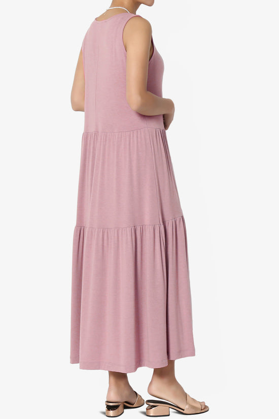 Macie Sleeveless Tiered Jersey Long Midi Dress LIGHT ROSE_4