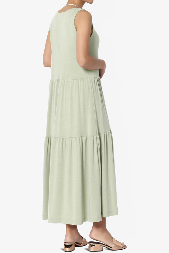 Macie Sleeveless Tiered Jersey Long Midi Dress LIGHT SAGE_4
