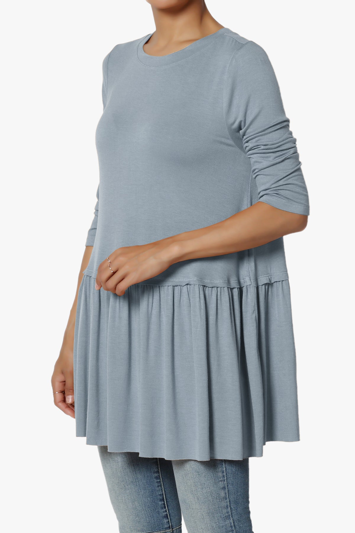 Tofino 3/4 Sleeve Pleated Peplum Top