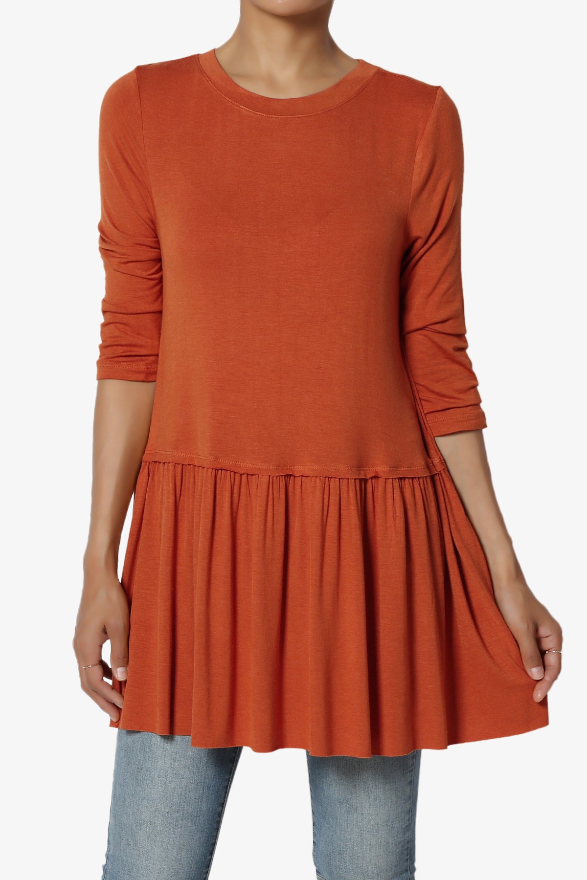 Tofino 3/4 Sleeve Pleated Peplum Top