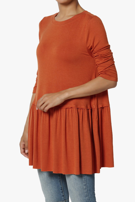 Tofino 3/4 Sleeve Pleated Peplum Top